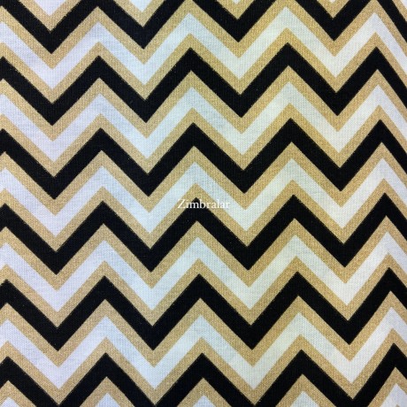 Tecido Loneta Zig Zag Dourado Branco Preto Tecido Loneta Zig Zag Dourado Branco Preto